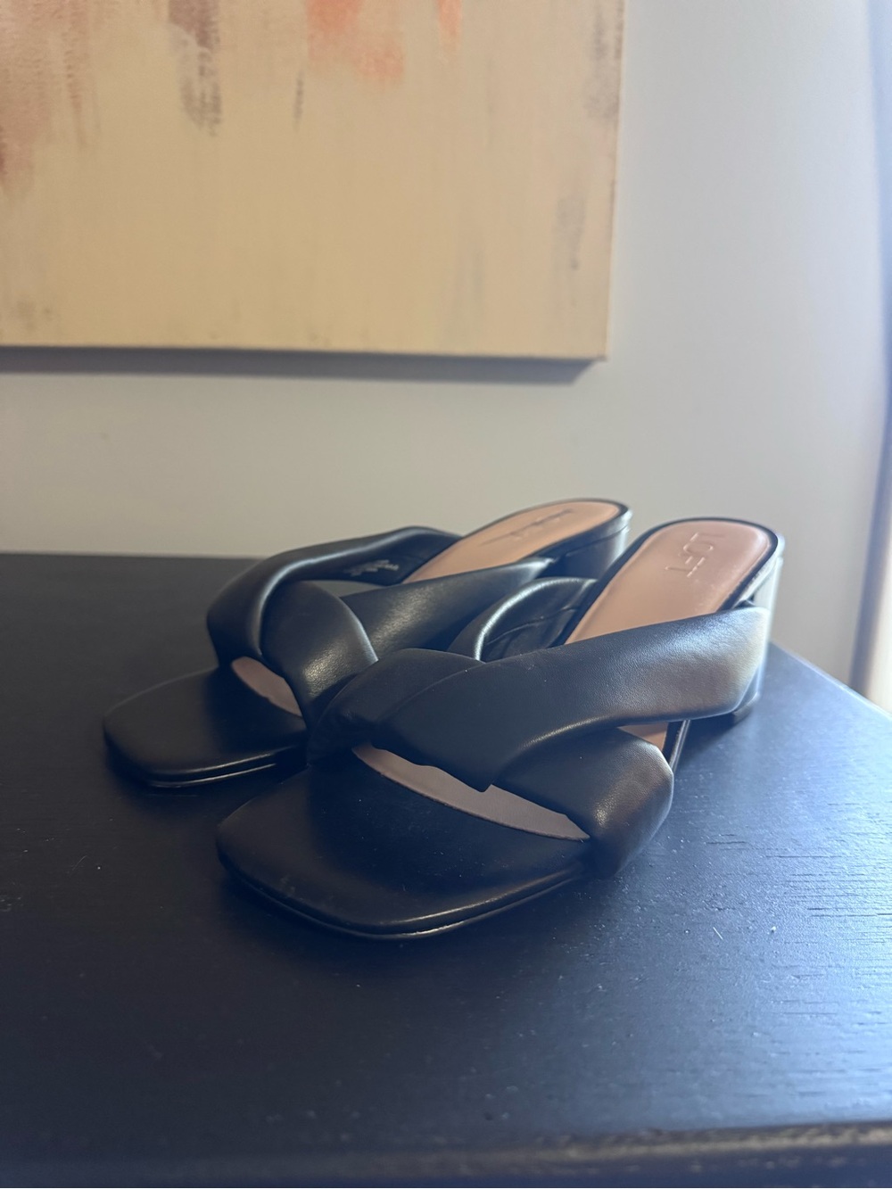 LOFT Black Knotted Strap Block Heel Sandals